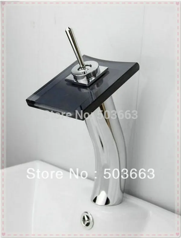 Wholesale One Handle Bathroom Basin Sink Waterfall Glass Spout Faucet Mixer Tap Vanity Chrome Crane S-0100 lamp | Дом и сад