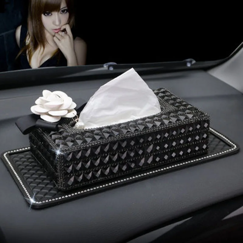 Buy Camellia Hand Make Crystal Rhinstone Car Tissue Box Cover Holder Dashboard