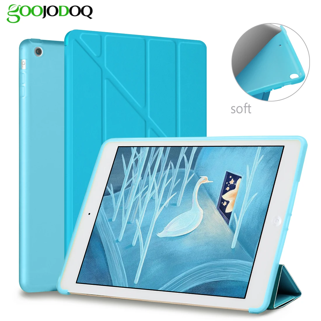 

For iPad Air Case Soft, Smart Cover with Silicone Soft Back Case [Multiple-angle Stand] Auto Wake for Apple iPad Air 1 / 5 Cover