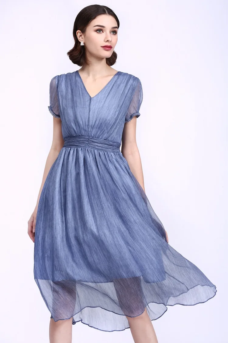 New 2017 Spring and summer silk dress Euro American elegance elegant