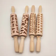 35/45 см рождественские тисненая скалка для выпечки печенья лапша печенье, фондан, пирог тесто гравировкой ролик олень; Снежинка