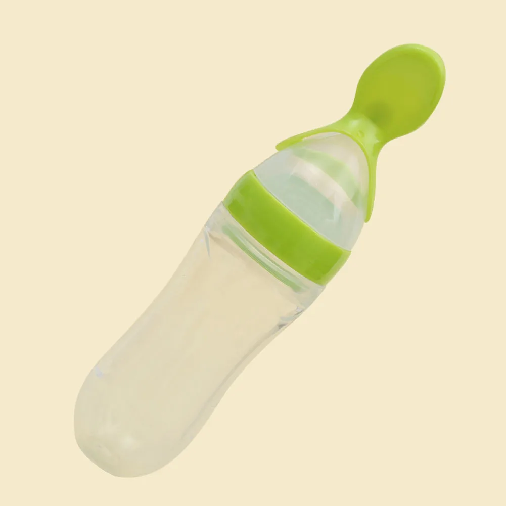 Безопасность для младенцев силиконовые кормления с ложкой Фидер еда риса бутылочка для каши KY
