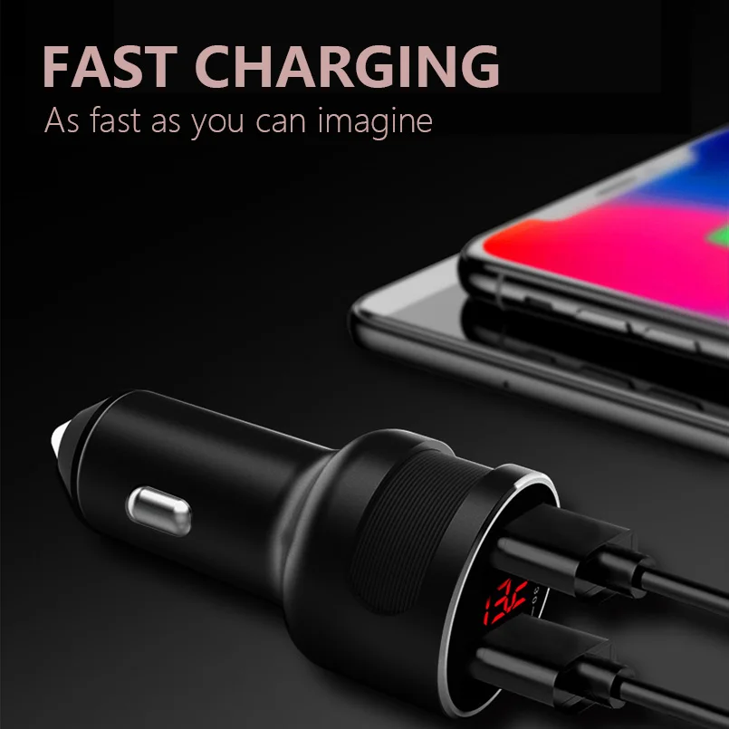 عصينا 36 W المزدوج USB تهمة سريع QC 3.0 سيارة شاحن آيفون سامسونج الهاتف المحمول 5 V 3A شحن سريع لل xiaomi هواوي