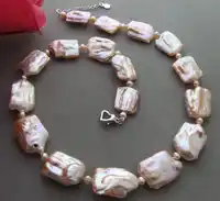 new Design Natural irregular 18x25mm Pink Keshi Pearl necklace 20 inches