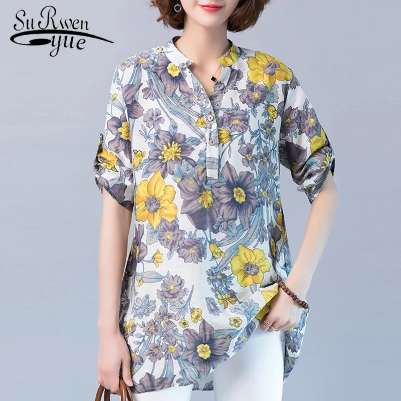 women's summer blouses 2019 short sleeve floral print women blouse shirt plus size tops womens tops and blouse clothing 3820 50