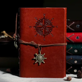 

Hot Notebooks and journals Leather Diary notebook paper 80 sheets Vintage Travel Journal Sketch Office school supplies Gift