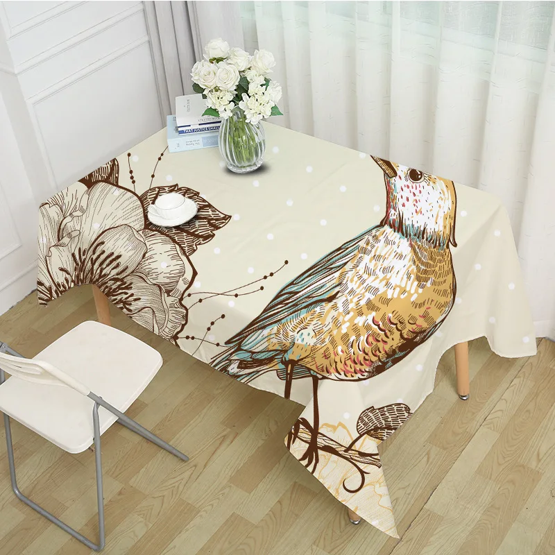 

Decorative Table Cloth Rectangular Party Banquet Outdoor Tablecloth Home Decor Table Cover sparrow Bird Painting Pattern MZ0018