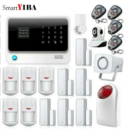 

SmartYIBA 2.4G WIFI Wireless Alarmes 8 Wired Defense Zones Strobe Siren Alarm WIFI IP Camera Security System Home GSM Alarm Kits