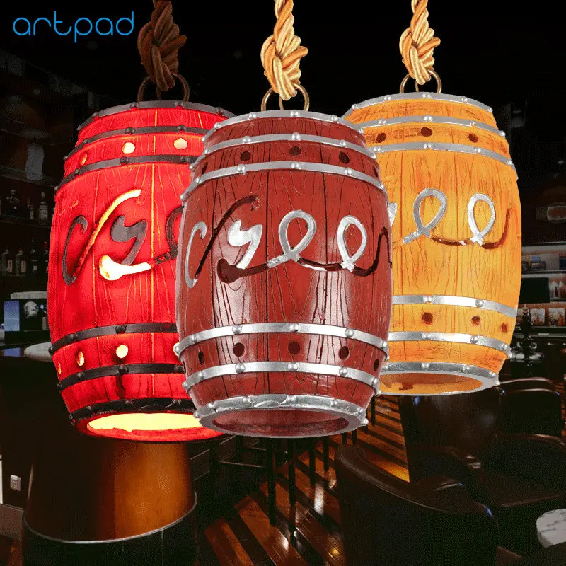 Artpad American Designer Loft Industrial Vintage Pendant Lights Resin Shade Coffee Hotel Restaurant Bar Lamp E27