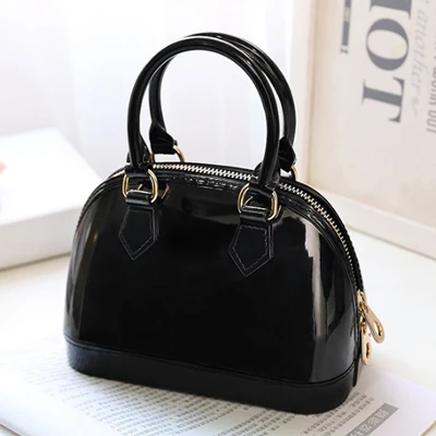 Женская сумка маленького размера 19 см, ПВХ яркий цвет, пластиковая сумка в виде ракушки, сумка на плечо, пляжная сумка-мессенджер, кошелек bolsa - Цвет: Black
