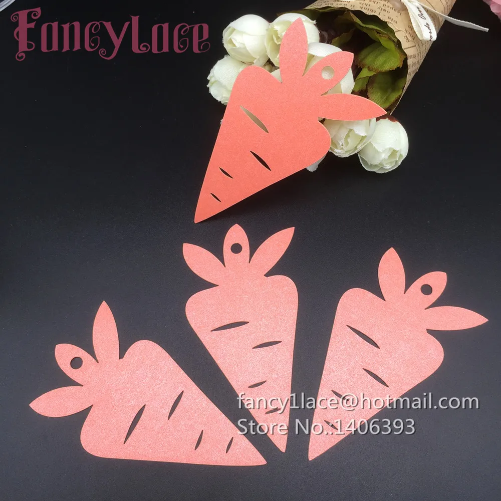 Diy 50PCS Laser Cut Carrot Label Gift Tags Card Paper Hang Tag Cards for Kids Birthday Baby Shower Party Decoration | Дом и сад