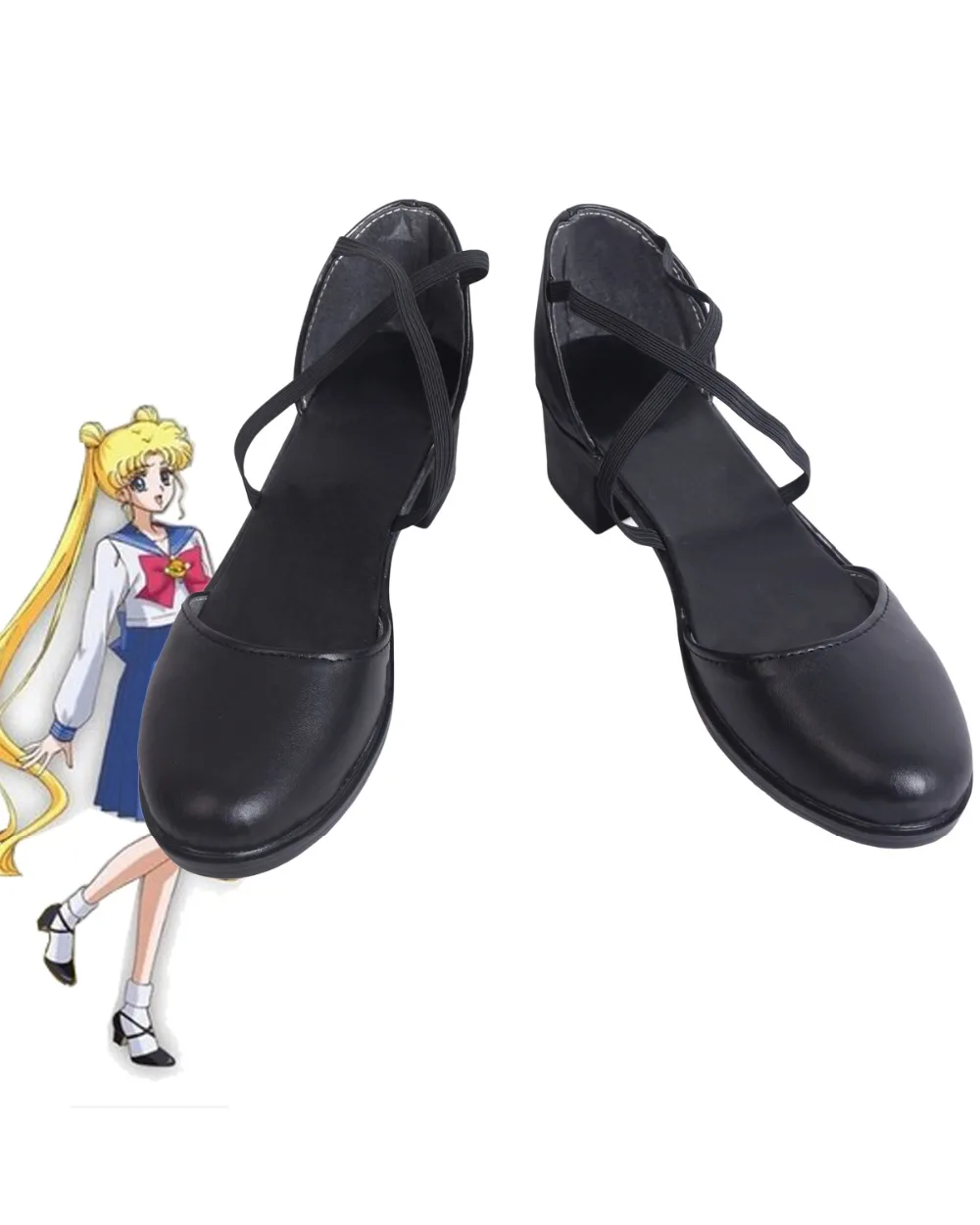 

Sailor Moon Tsukino Usagi Cosplay Shoes Black Sandals Custom Made Any Size