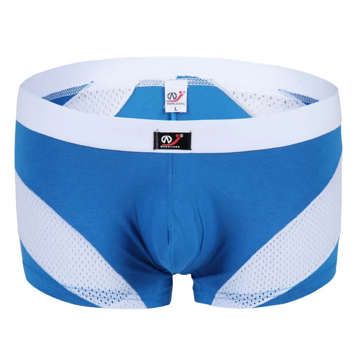 Buy Men patchwork Boxers Underwear Nylon Mesh Crotch Underpants shorts Male