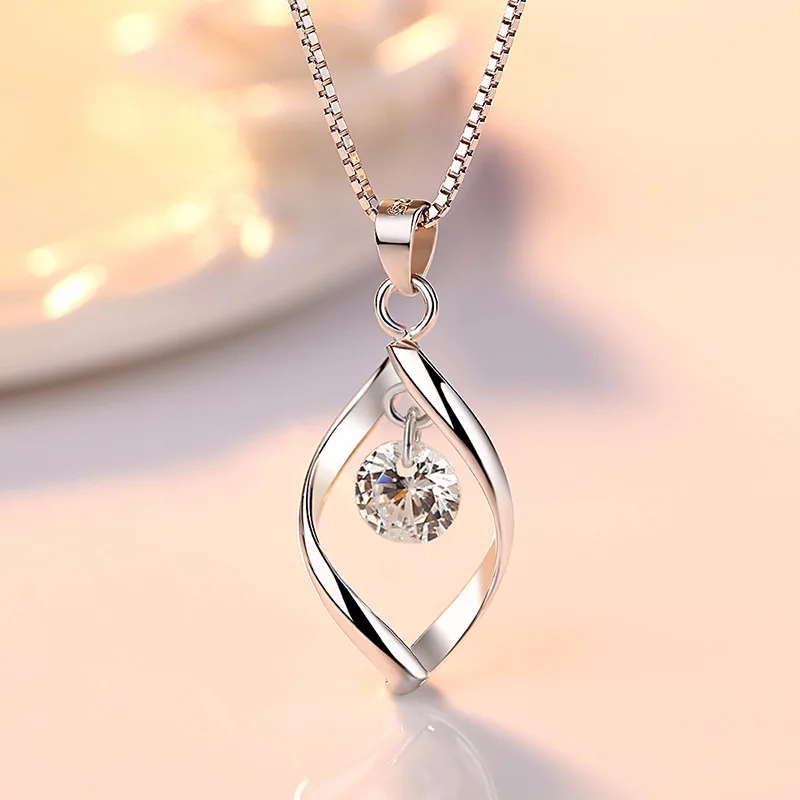 Милое женское ожерелье из чистого серебра для девочек, колье с цепочкой, женское Ювелирное колье SN015