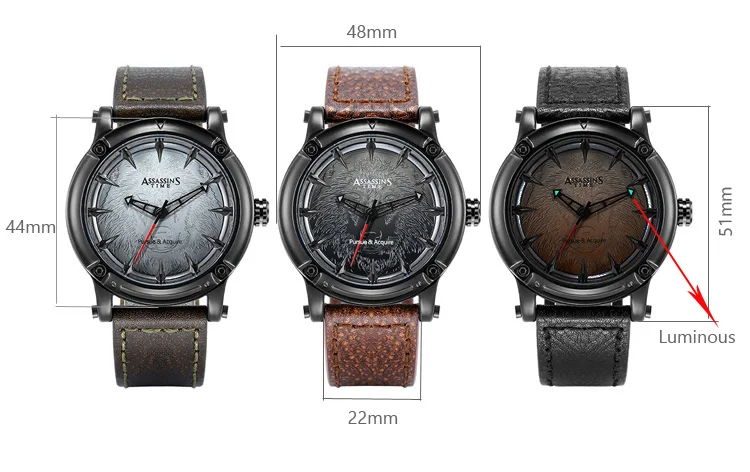 Мужские часы Assassin's Time с волком, Япония, кварцевые модные часы, ретро панк, натуральная кожа, подарок для мальчика на день рождения, отца