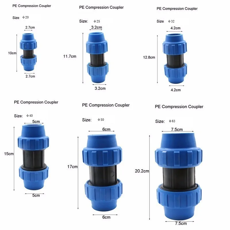 1 шт. HDPE компрессионная муфта пластиковая ПП нить орошения трубы Быстрый разъем микро Спринклерные фитинги снижение муфты PN16