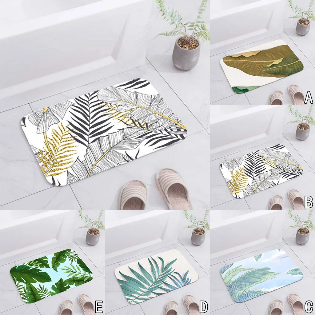 

Carpet For Living Room Modern Tropical Plant leaves Pattern Polyester Bathroom Kitchen Carpet 40x60cm L529