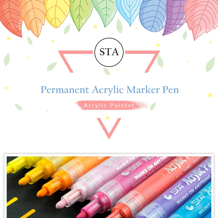 STA 12/24 Colors Acrylic Paint Marker Sketch Stationery Set For DIY Manga Drawing Marker Pen School Student Painter Supplies