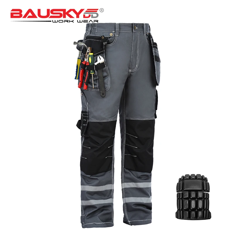 Мужские рабочие брюки с функциональным инструментом, карман, безопасная рабочая одежда, рабочие брюки, рабочие брюки с EVA наколенниками
