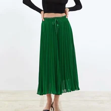 Женские плиссированные юбки с высокой талией, однотонные облегающие юбки средней длины для лета QL, распродажа