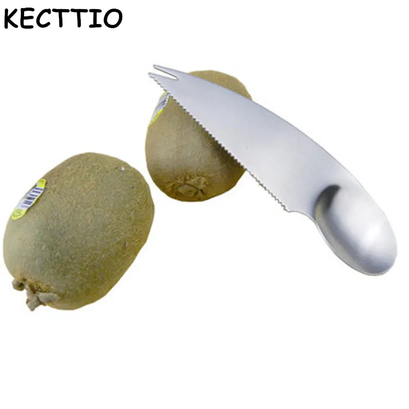 

2 in 1 Kiwi Spoon Stainless Steel Kiwi Dig Spoon Scoop Fruit Knife Slicer Peeler Cutter With Hole