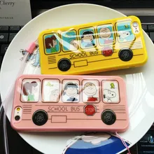 

SEUF Japan Snoopy Bus Iphone6 Mobile Phone CASE 6S Lanyard 4.7 Apple 6plus Full Package Soft CSAE 5S Anti Fall