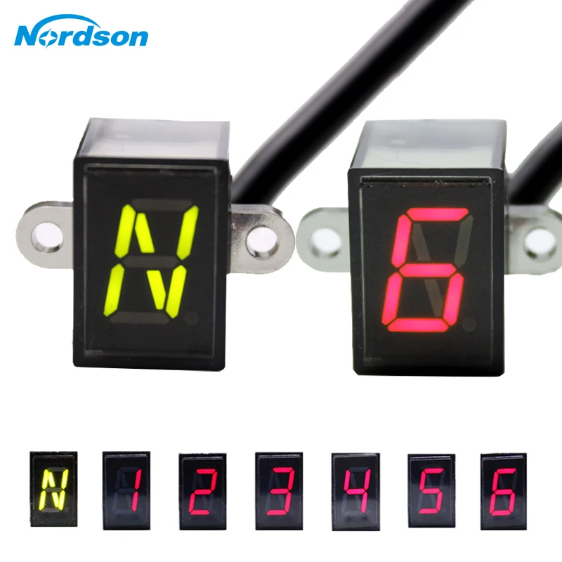 

Nordson Universal Waterproof Motorcycle 1-6 Speed Gear Display Indicator Motocross ATV LED Digital Display Monitor Direct Mount