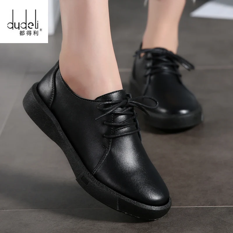DUDELI 2018 Autumn women oxford shoes flats black dress work shoes