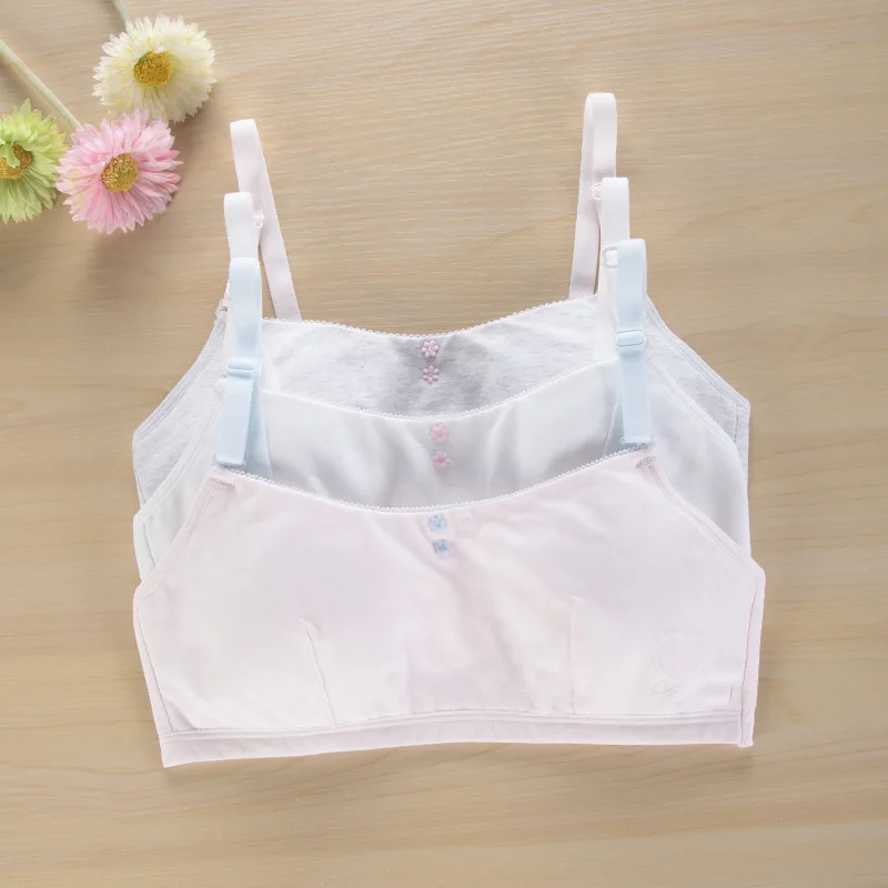 New Girl Brand Small Middle Student Vest Solid Color Full Cotton Bras Underwear Ventilation Development Period Nothing Steel