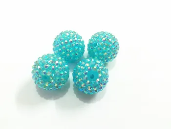 

Wholesale ! 20mm 100pcs/lot Neon Light Blue AB Effect Resin Rhinestone Beads For Chunky Jewelry