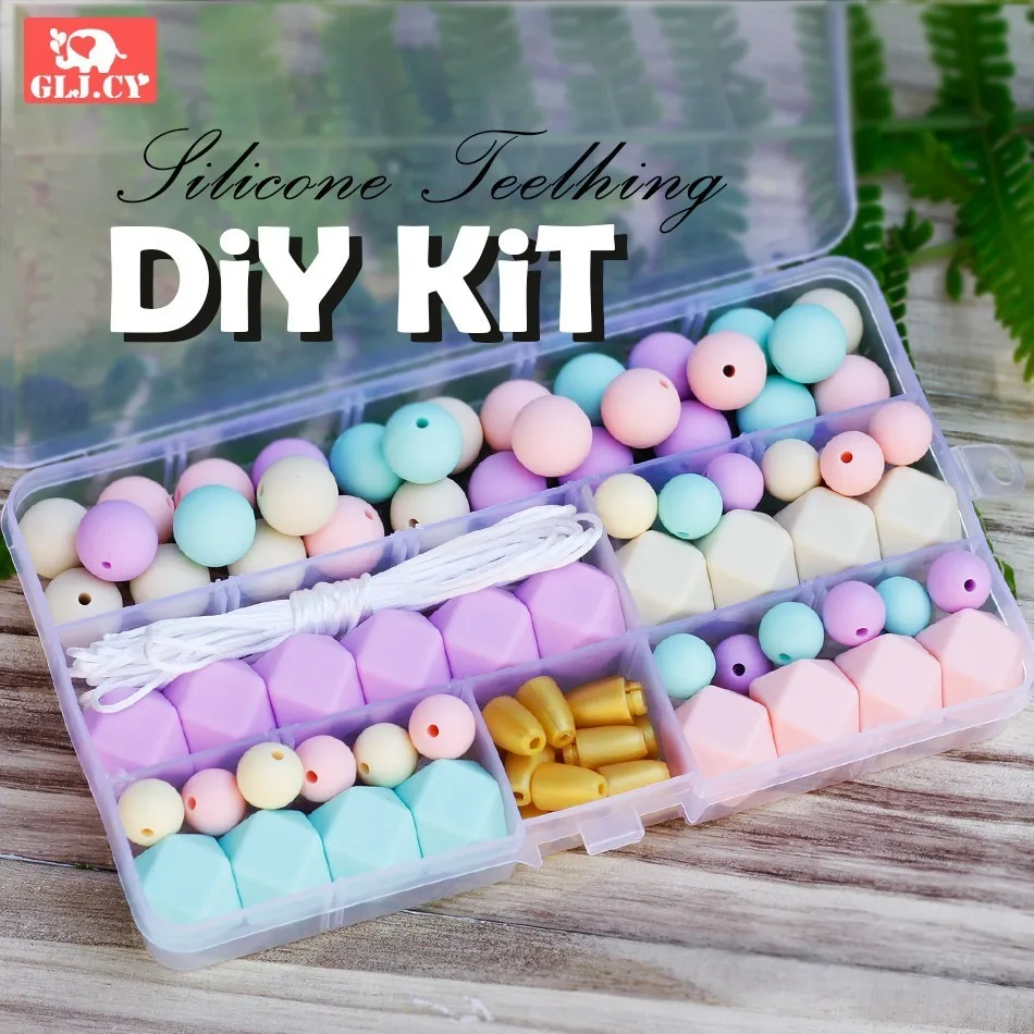 

DIY Silicone Teething Kit Silicone Beads Supplies Make Your Own Baby Chew Jewelry Teething Necklace Lilac/Candy/Mint