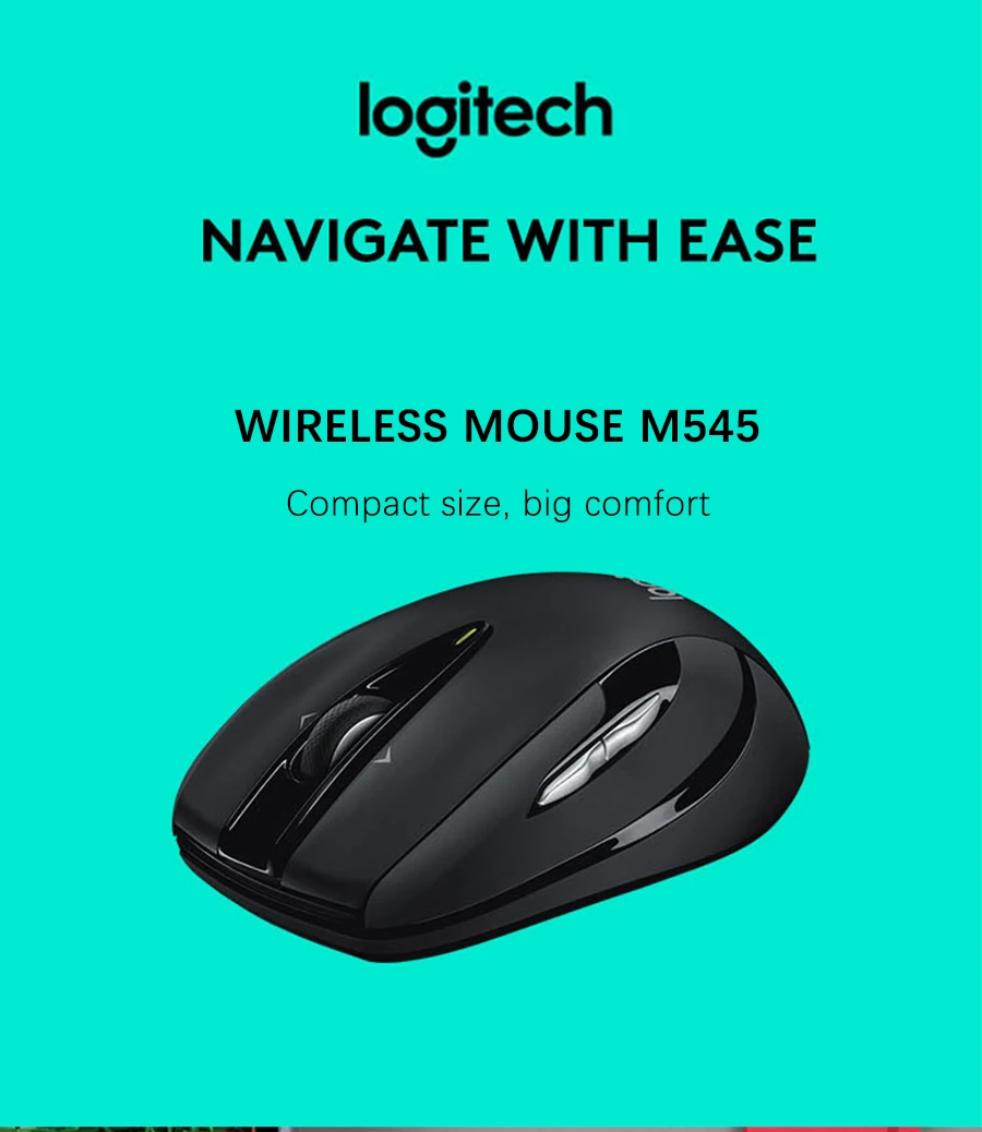 Беспроводная мышь logitech M545/M546 2,4 ГГц с двумя дополнительными кнопками для большого пальца для ПК, Офисная мышь для домашнего использования