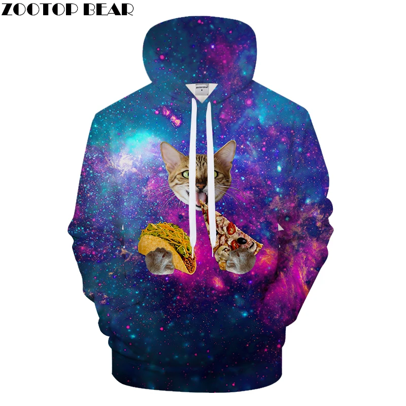 Cat Hoodies 3D Galaxy Hoody Men Anime Sweatshirt Print Tracksuit Funny