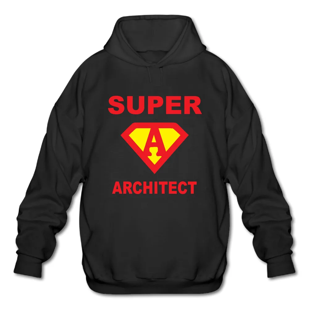 Super Architect Men's Long Sleeve Hooded Sweatshirt Design funny Pullover Hoodie for Boy | Мужская одежда