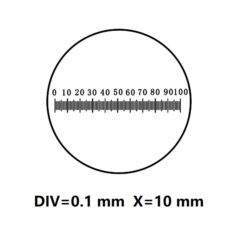 X = 10 шкал линейка окулярный микрометр DIV 0,1 мм горизонтальные измерения 100 gratucule калибровки окулярный микрометр для микроскопа