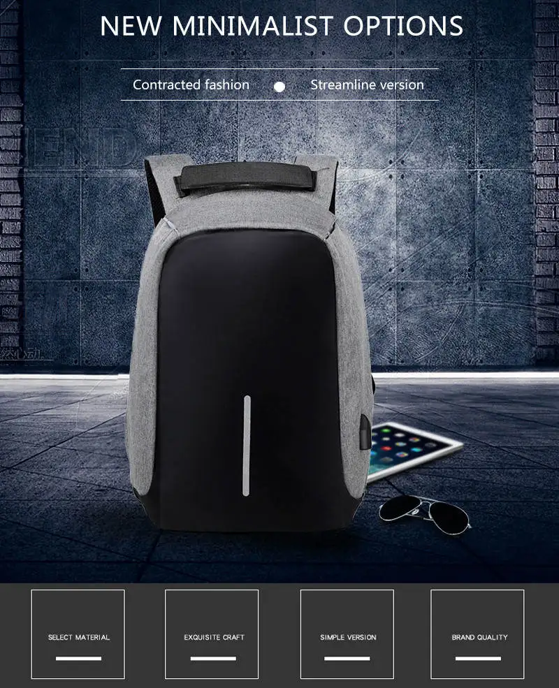 Брендовый рюкзак для ноутбука с USB зарядкой, рюкзак для путешествий с защитой от кражи, Многофункциональный Водонепроницаемый Школьный рюкзак, мужской рюкзак для ноутбука Mochila