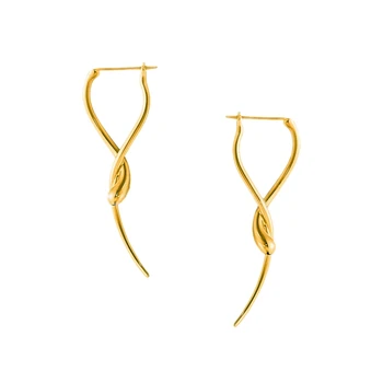 

European and American minority design line cross earrings female metal cool wind simple long temperament French ear buckle