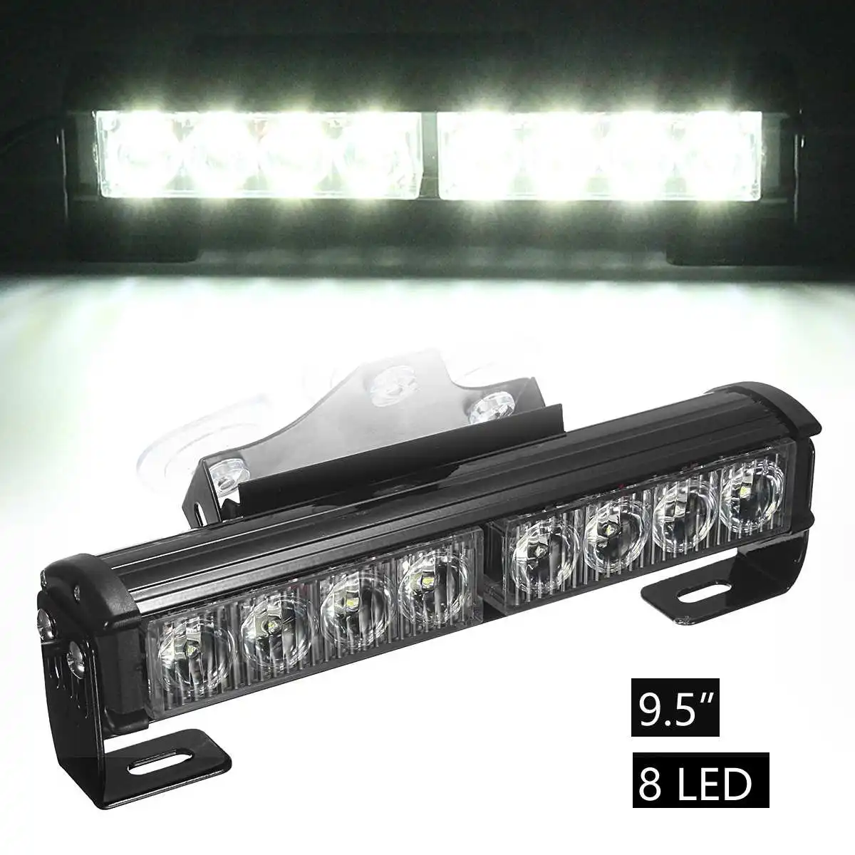 

12V 8W 9.5 inch LED Car Strobe Warning Light Flashing White Bar Emergency Truck Strobe Signal Lights Flash Light Warning Truck