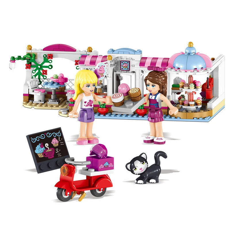 444pcs Children's educational building blocks toy Compatible Legoingly city friends girls Town Cupcake Cafe Bricks birthday gift | Игрушки
