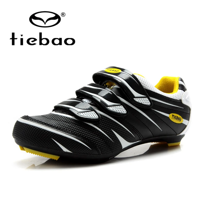 Tiebao MAGIC TAPE самоблокирующиеся кроссовки для мужчин профессиональная дорожная обувь Велосипедное оборудование обувь для шоссейного велоспорта самозапирающаяся обувь для езды - Цвет: Black white