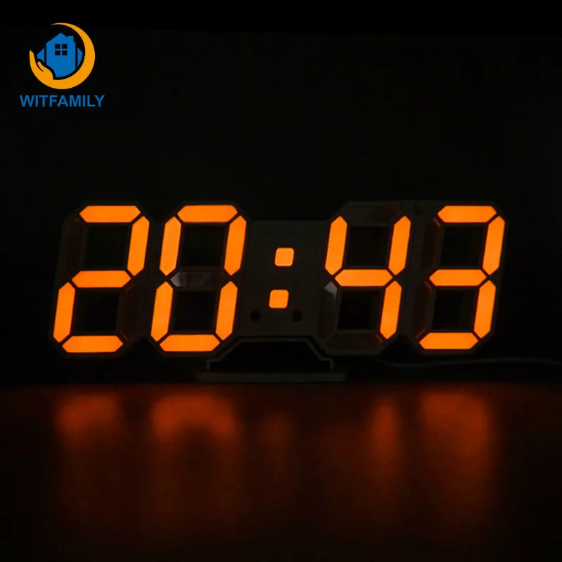 

3D LED Table Desk Night Wall Watch 24 Or 12 Hour Display Wall Clock Luminosity adjustable Home Kitchen Office decorate