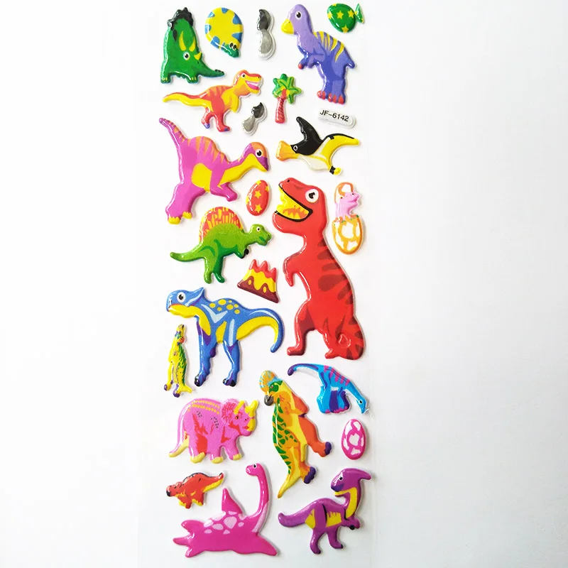 8 листов динозавр Пуффи пузырь стикер s для детей Дети Мальчики Девочки забавный стикер мультяшный стикер с животным Классические игрушки pegatinas