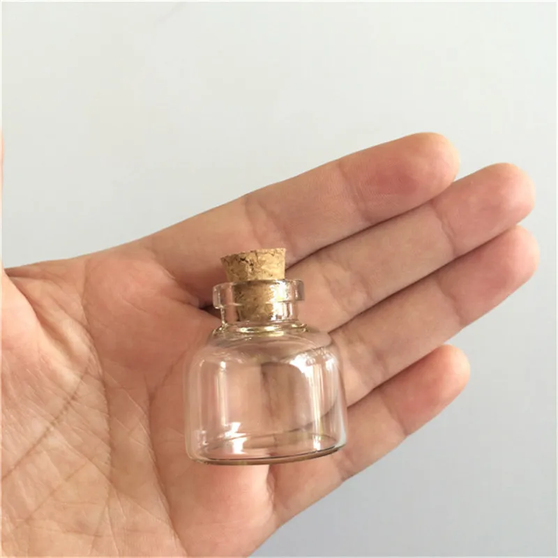 Mini Glass Bottles, Cork, Empty, Transparent Glass Jars, Vials, 30*30*10mm, 10ml, , 24PCs per Lot