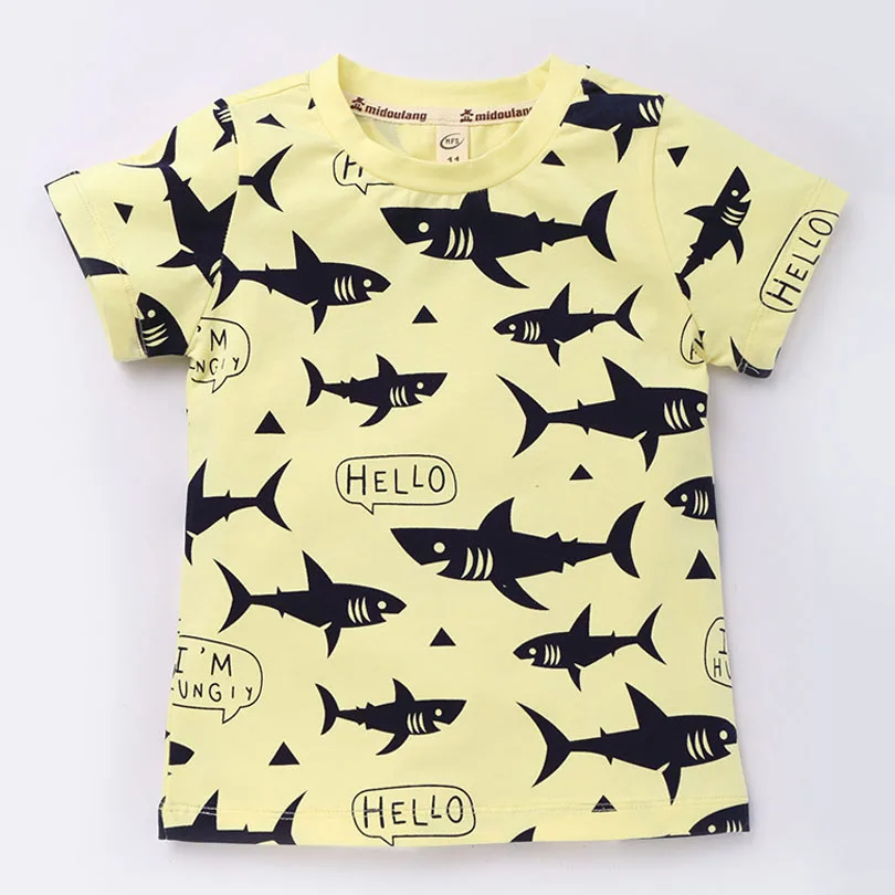 Г. Футболка для мальчиков и девочек детские базовые футболки С КАКТУСОМ, Детская Хлопковая одежда дизайнерские рубашки для маленьких мальчиков От 2 до 8 лет, Акула, динозавр - Цвет: D