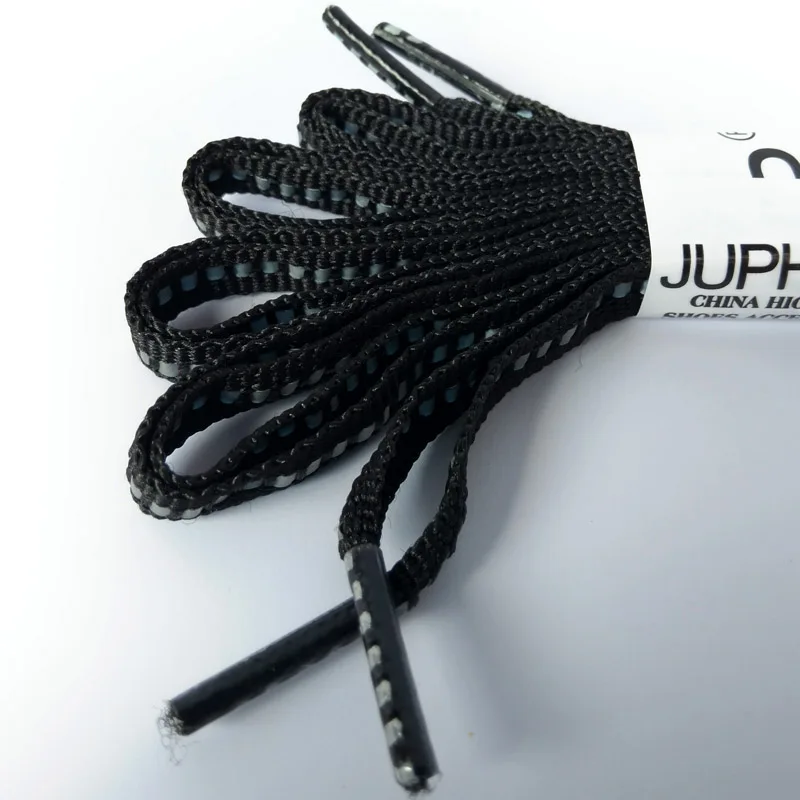 JUP1-12Pair Blcak Polyester Flat Reflective Runner Shoelace Visible Safty Luminou Shoelaces Unisex Sport Basketball Canvas shoes JUP1-12Pair Blcak Polyester Flat Reflective Runner Shoelace Visible Safty Luminou Shoelaces Unisex Sport Basketball Canvas shoes