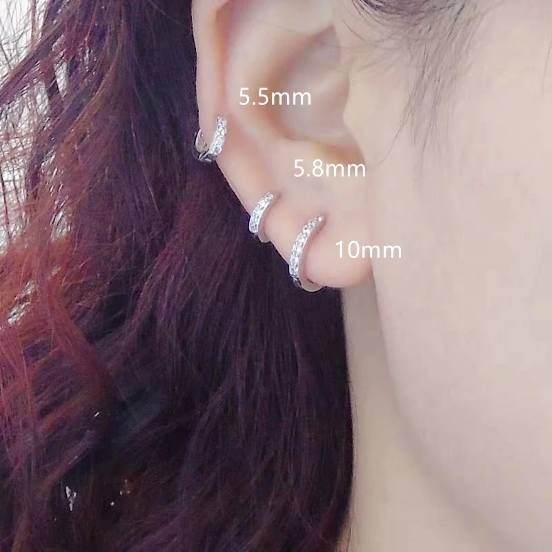 Серьги из серебра 925 пробы модные маленькие циркониевые серьги ушное кольцо с