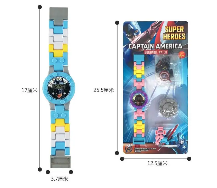 

Super Heroes Batman Captain America Iron Man Figures Building Blocks Bricks Children' Watch Toys For Children Gift