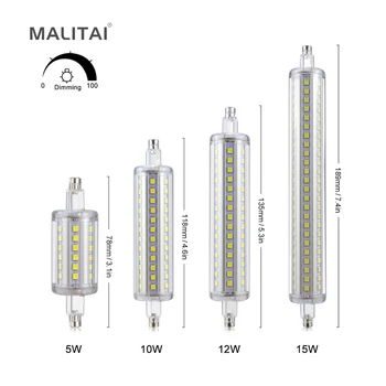 

1Pcs R7S Dimmable LED Bulb 5W J78 78mm / 10W J118 118mm AC 110V - 220V Horizontal light Repace Halogen lamp For Floodlight Spot