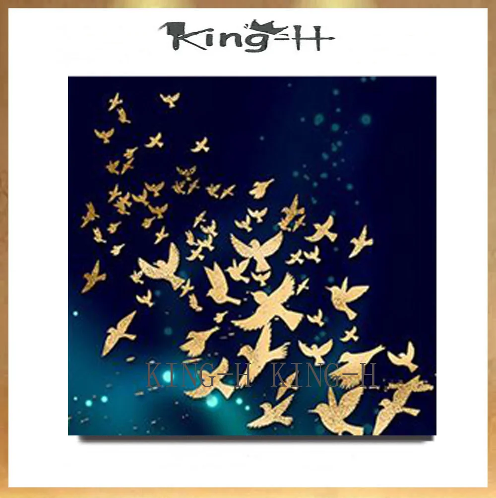 

Hand-painted oil painting abstract small animals with golden yellow painted many modern color to decorate children room hall