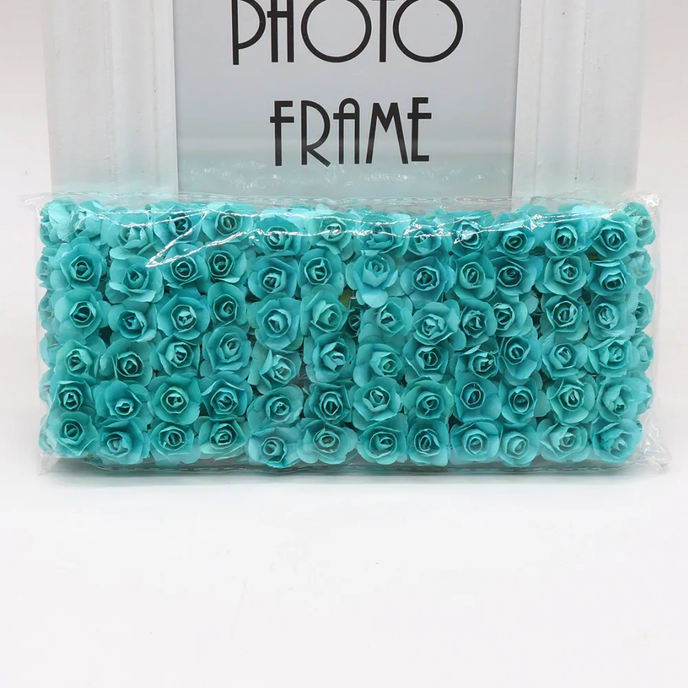 144 шт 1,5 см мини искусственный бумажный букет роз DIY ВЕНОК скрапбук Свадебный орнамент Искусственный цветок розы